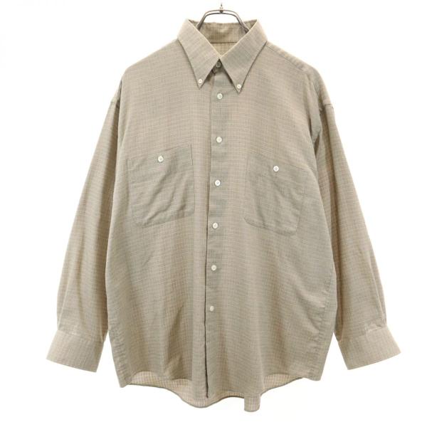 サンローラン　カーキ　長袖シャツ ボタン付きポケット Yves Saint Laurent（イヴ・サンローラン） 90s オールド チェック柄