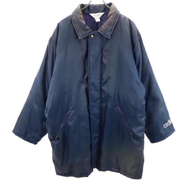 アディダス 80s ヴィンテージ トレフォイルロゴ ベンチコート M ネイビー  裏キルティング メンズ adidas（アディダス） 80s ヴィンテージ トレフォイルロゴ ベンチ