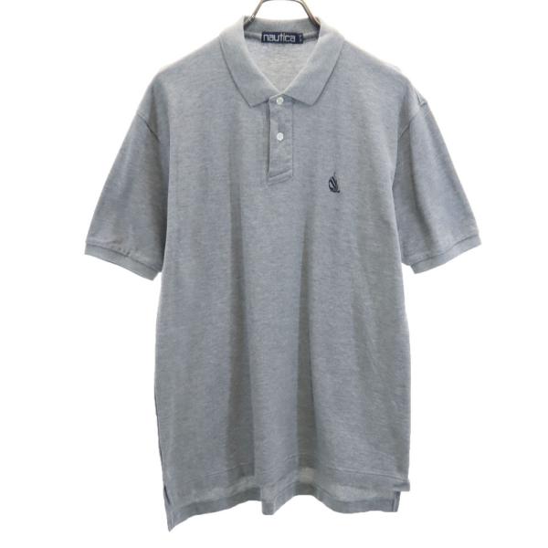 NAUTICA（ノーティカ） 90s オールド 半袖 ポロシャツ L グレー 鹿の子