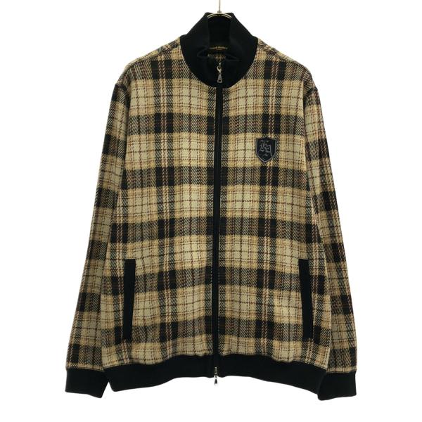 Kinloch Anderson キンロックアンダーソン チェック柄 ワッペン ノーカラージャケット M ベージュ系 メンズ carmak-2nd_grm-17611