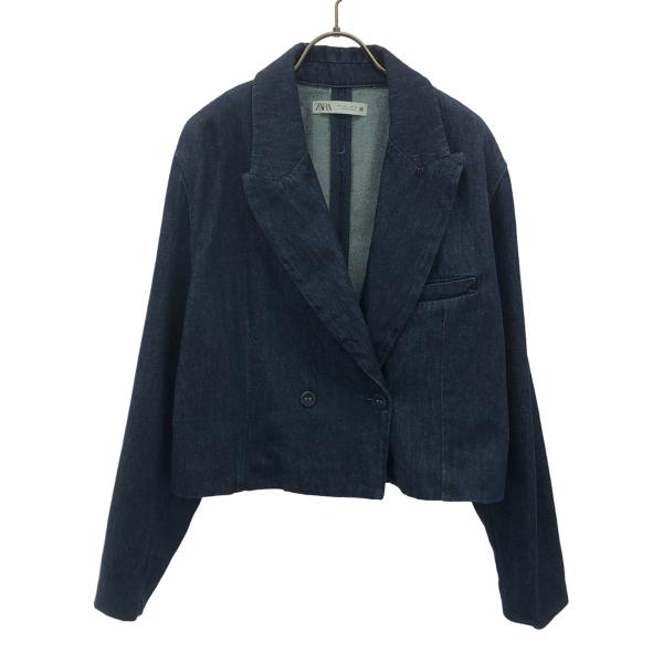ZARA（ザラ） デニムジャケット L ネイビー クロップドデニムダブル