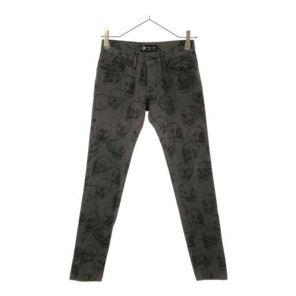 ANDY WARHOL BY HYSTERIC GLAMOUR アンディウォーホル バイ ヒステリックグラマー 日本製 スカル柄 スリムパンツ XXS グレー ボタンフライ レディース 古着 中古
