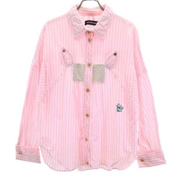【美品】mercibeaucoup, オーバーサイズ　花柄長袖シャツ　ピンク 美品】mercibeaucoup, オーバーサイズ 花柄長袖シャツ ピンク