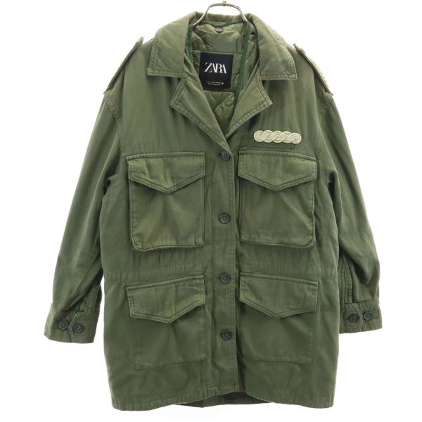 ZARA（ザラ） ミリタリージャケット M カーキ ライナー付き レディース 