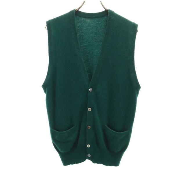 Cecile セシール カシミヤ100％ Vネック ニットベスト M グリーン