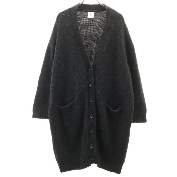 美品 Cygne シーニュ Laure ウール 長袖 ハートボタン ニット カーディガン ブラック レディース 古着 中古 USED niko and…（ニコアンド） 長袖 ロング ニットカーディガン ブラック