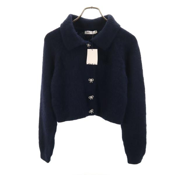 ZARA（ザラ） 未使用 長袖 ニットカーディガン L ネイビー レディース