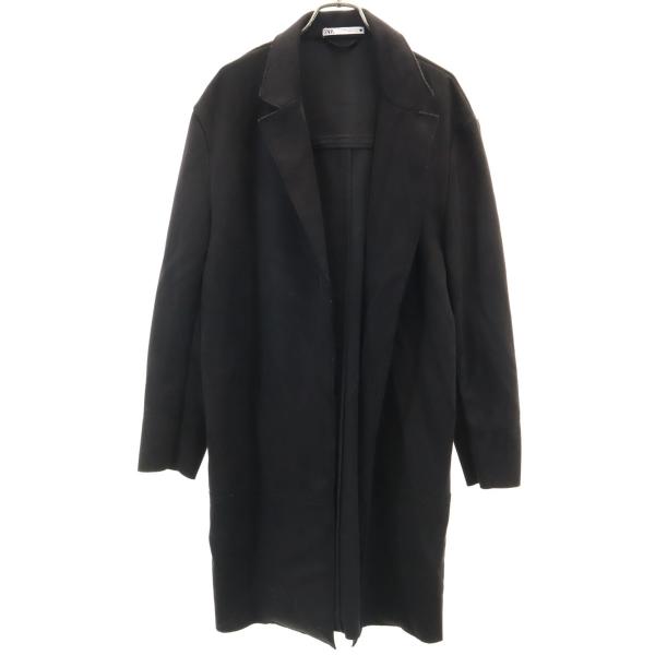 ZARA（ザラ） フェイクスェード ロングコート 40 ブラック レディース