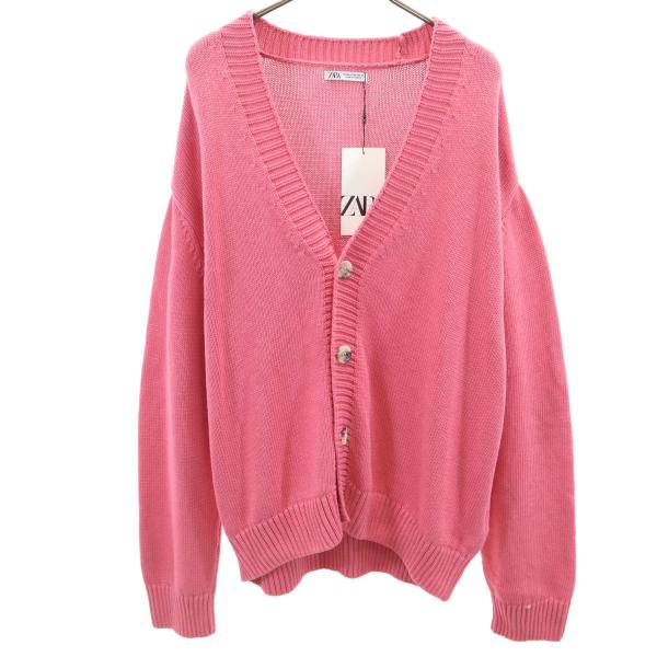 ZARA（ザラ） 未使用 長袖 Vネック ニットカーディガン M ピンク