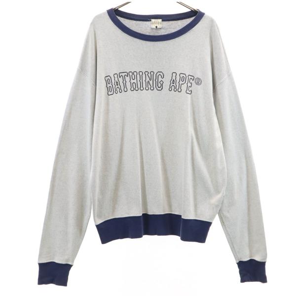 古着 A BATHING APE アベイシングエイプ 日本製 長袖 トレーナー M グレー メンズ A BATHING APE（アベイシングエイプ） 日本製 長袖 トレーナー M