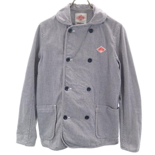 古着 Danton ダントン 日本製 ハウンドトゥース柄 ダブルブレスト ジャケット 40 ホワイト 千鳥格子 メンズ Danton（ダントン） 日本製 ハウンドトゥース柄 ダブルブレスト