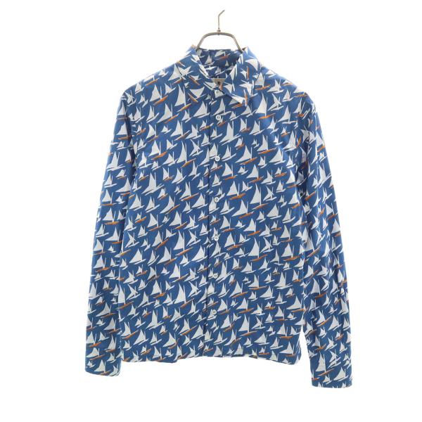 MARNI（マルニ） イタリア製 ヨット柄 長袖 コットンシャツ 46 ブルー