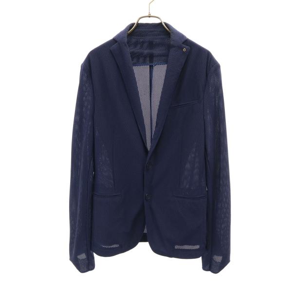 ZARA（ザラ） メッシュ テーラードジャケット 48 ネイビー アンコン 