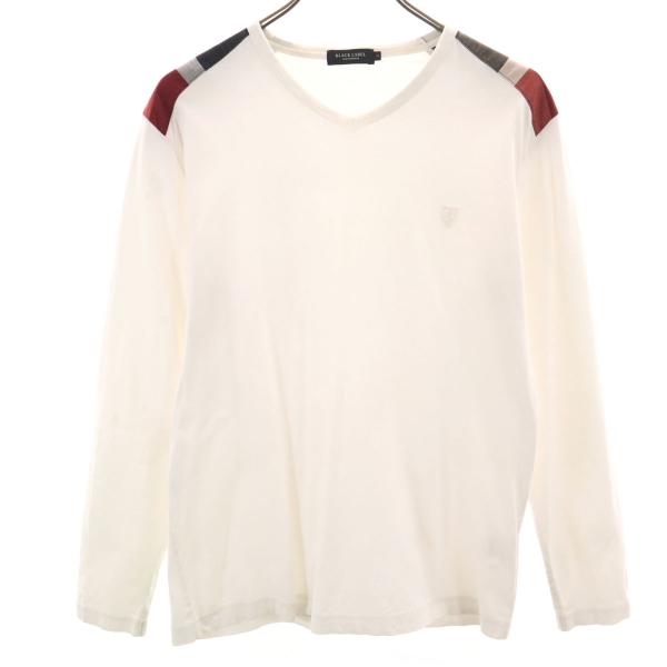 BLACK LABEL CRESTBRIDGE ブラックレーベルクレストブリッジ 日本製 長袖 Tシャツ 3 ホワイト ロンT メンズ 古着 中古