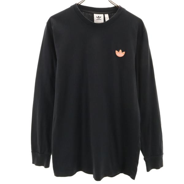 adidas アディダス トレフォイルロゴ 長袖 Tシャツ O ブラック ロンT メンズ 古着 中古