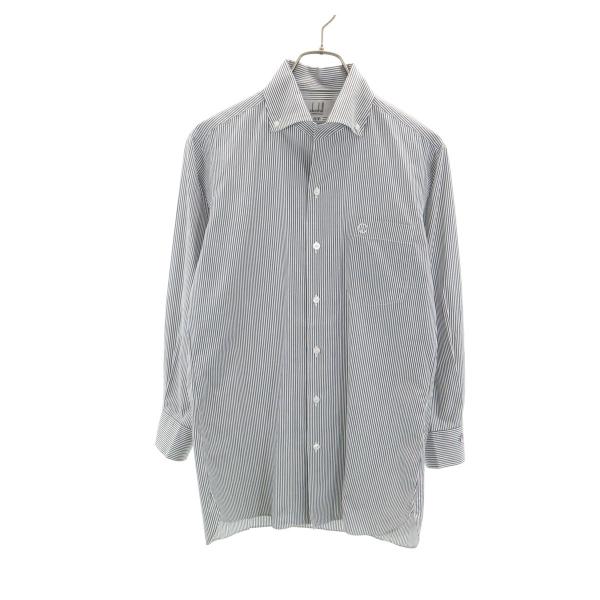 Dunhill ダンヒル 日本製 ストライプ柄 長袖 ボタンダウンシャツ グレー系 メンズ 古着 中古