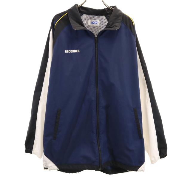 asics アシックス ウインドブレーカー L ネイビー ジャケット メンズ 古着 中古