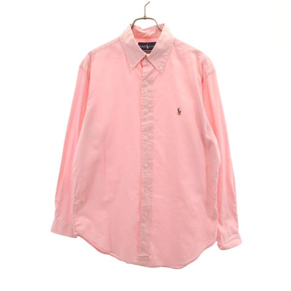 RALPH LAUREN ラルフローレン 長袖 ボタンダウンシャツ 151/2 ピンク メンズ 古着 中古