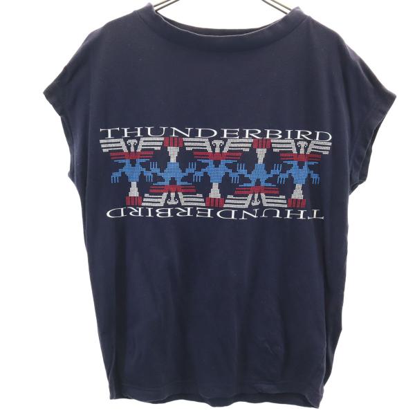 Johnbull ジョンブル サンダーバード フレンチスリーブ Tシャツ F ネイビー レディース 古着 中古