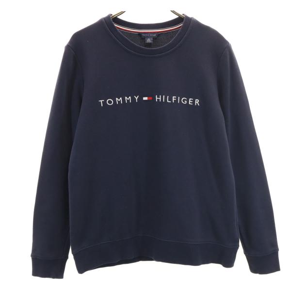 TOMMY HILFIGER トミーヒルフィガー 長袖 スウェット トレーナー XS ネイビー メンズ 古着 中古