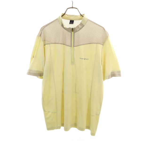 mont-bell モンベル 半袖 ハーフジップ Tシャツ XL イエロー系 アウトドア メンズ 古着 中古