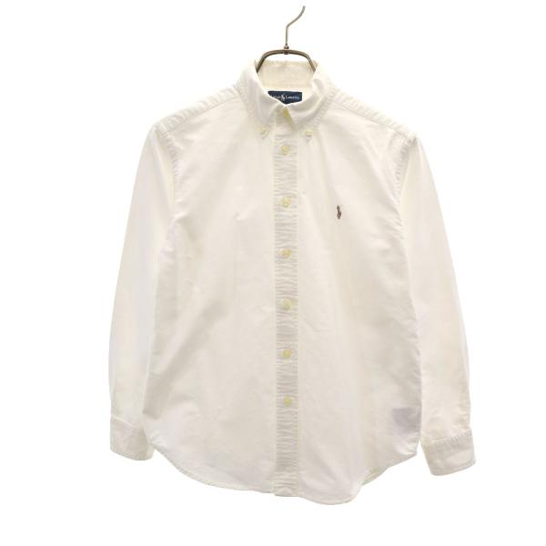 RALPH LAUREN ラルフローレン 長袖 オックスフォード ボタンダウンシャツ 10 ホワイト キッズ 古着 中古