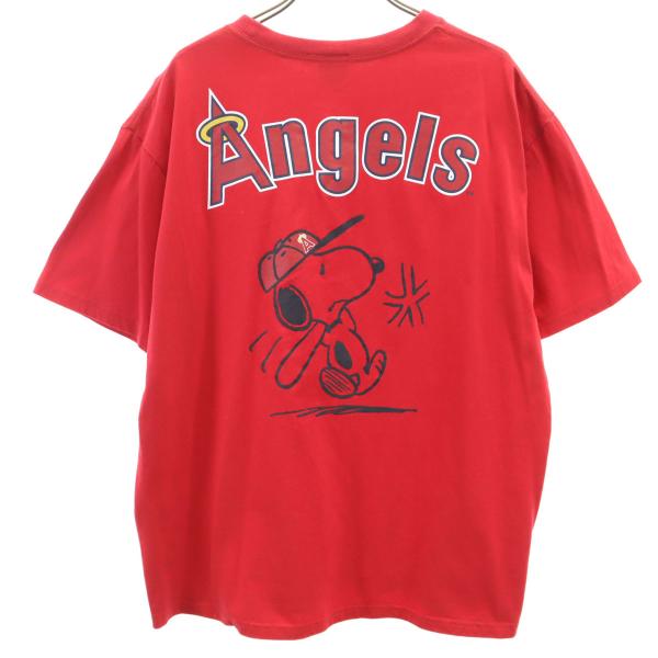 SHIPS シップス MLB ｘ PEANUTS ピーナッツ コラボ ロサンゼルス・エンゼルス スヌーピー 半袖 Tシャツ M レッド SNOOPY メンズ 古着 中古