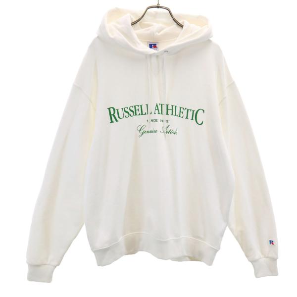 RUSSELL ATHLETIC ラッセルアスレチック 長袖 スウェットパーカー F ホワイト プルオーバー メンズ 古着 中古