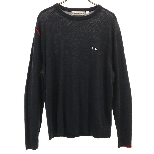 UNIQLO ユニクロ ANYA HINDMARCH アニヤハインドマーチ コラボ 長袖 メリノクルーネック セーター XL チャコールグレー ニット レディース 古着 中古