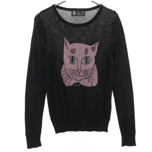 ANDY WARHOL BY HYSTERIC GLAMOUR アンディーウォーフォールバイヒステリックグラマー 日本製 キャット 長袖 ニット FREE 猫 セーター レディース 古着 中古
