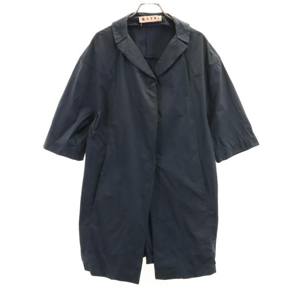 マルニ MARNI コート ノーカラー ネイビー 紺 ファー MARNI（マルニ） イタリア製 コート 42 ネイビー レディース 古着 中古