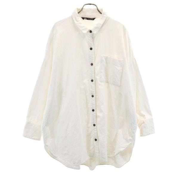 ZARA ザラ 長袖 コーデュロイシャツ M ホワイト レディース 古着 中古