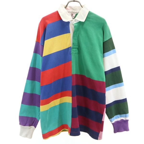 Barbarian バーバリアン 80s 90s カナダ製 ヴィンテージ 長袖 ラガーシャツ L マルチ メンズ 古着 中古