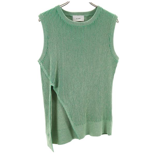 CLANE クラネ ヘンリーネックニットロングベスト　グリーン CLANE（クラネ）の「HENRY NECK KNIT LONG VEST（ベスト）」 - WEAR
