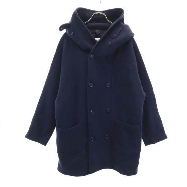 古着 HACKNEY UNION WORK HOUSE ハックニーユニオン ワークハウス イングランド製 ウールコート 38 ネイビー メンズ ハックニーユニオン ワークハウス イングランド製 ウールコート 38
