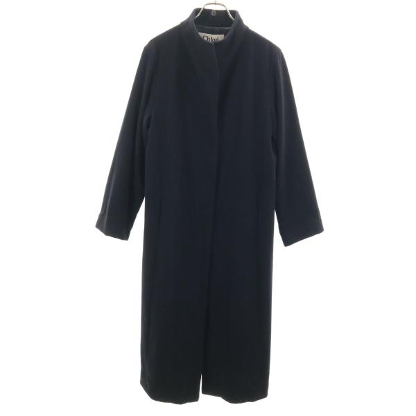 Chloe（クロエ） カシミヤ スタンドカラー ロングコート 40 ブラック系