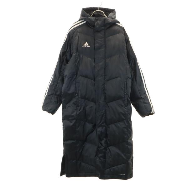 セール中⚡極美品✨Adidas ベンチコート 150サイズ ストライプ ブラック adidas（アディダス） ストライプ柄 ベンチコート M ブラック 中綿