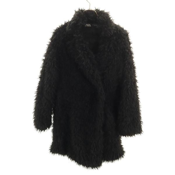 ZARA（ザラ） フェイク ファーコート XS ブラック レディース 古着