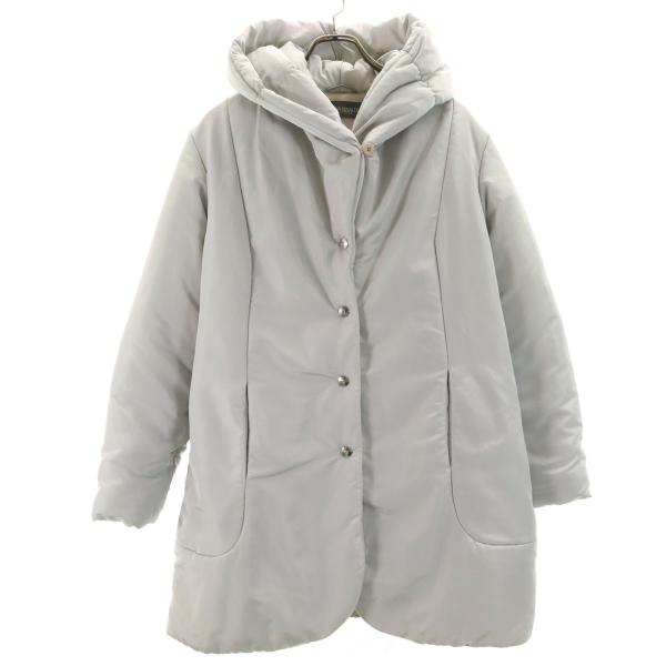 MARINA RINALDI マリナリナルディ フーデッド 中綿コート 17 グレー レディース 古着 中古