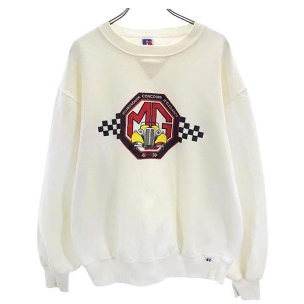 ラッセルアスレチック 90s USA製 オールド プリント 長袖 スウェット トレーナー S グレー RUSSELL ATHLETIC 裏起毛 メンズ Russell Athletic（ラッセル アスレティック） ラッセルアスレチック
