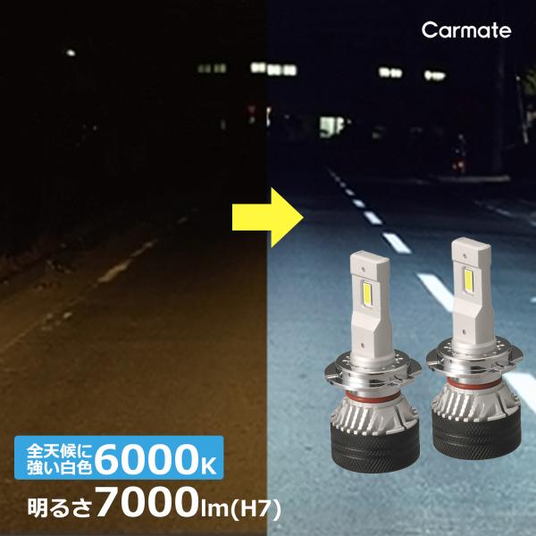 GIGA 車 LED ヘッド ライト H7 BW554 バルブ S7 6000K 7000lm 3年間