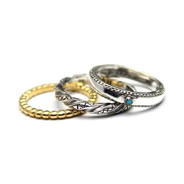 ターコイズ シルバー 925 リング 指輪 3連 レディース