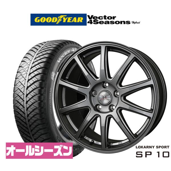 オールシーズンタイヤ ホイール4本セット BADX ロクサーニスポーツ SP10 グッドイヤー VECTOR ベクター 4Seasons ハイブリッド  215