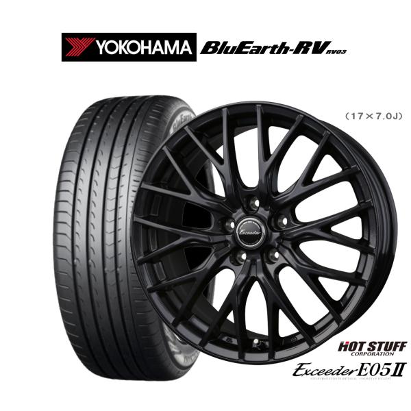 サマータイヤ ホイール4本セット ホットスタッフ エクシーダー E05II ブラックVer. ヨコハマ BluEarth ブルーアース RV03(RV-03) 