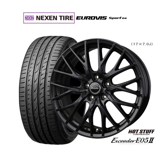 サマータイヤ ホイール4本セット ホットスタッフ エクシーダー E05II ブラックVer. NEXEN ネクセン ロードストーン ユーロビズ Sport 04