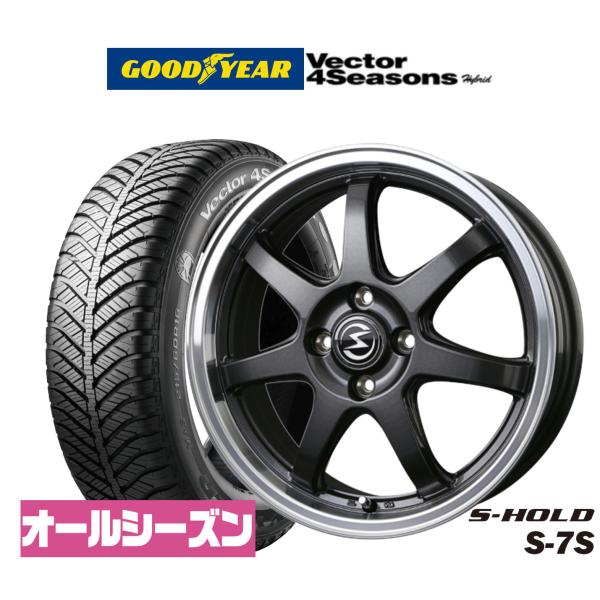 オールシーズンタイヤ ホイール4本セット BADX エスホールド S-7S グッドイヤー VECTOR ベクター 4Seasons ハイブリッド  195/50