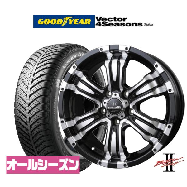 オールシーズンタイヤ ホイール4本セット BADX ロクサーニ バトルシップII(5-114) グッドイヤー VECTOR ベクター 4Seasons ハイブリ
