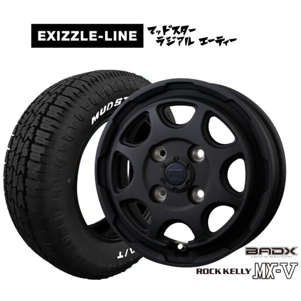 オフロードタイヤ ホイール4本セット BADX ロックケリー ROCK KELLY MX-V エクシズルライン MUDSTAR マッドスター RADIAL ラジ