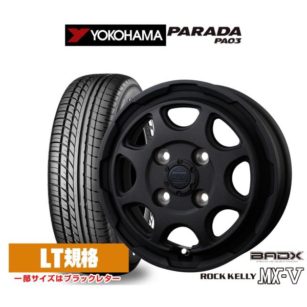 サマータイヤ ホイール4本セット BADX ロックケリー ROCK KELLY MX-V ヨコハマ PARADA パラダ PA03 165/55R14