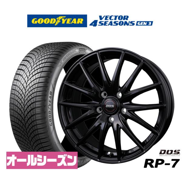 オールシーズンタイヤ ホイール4本セット BADX D,O,S(DOS) RP-7 グッドイヤー VECTOR ベクター 4Seasons GEN-3 195/